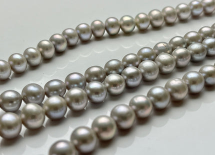 8-8.5 mm AAA Gray Semi-Round Freshwater Pearls Genuine Smooth And Round Pearl Beads High Luster Pinkish Gray Color Freshwater Pearls #535