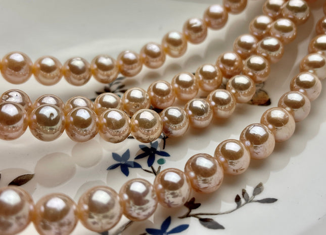 10 mm AAA Rare Extra Shiny Natural Pink Semi-Round Freshwater Pearl Beads Genuine High Luster Round Quality Bridal Pearls #P2114