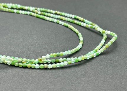 3mm Faceted Round Tiny Natural Multi Green Chrysocolla Gemstone Beads Cute Dainty 18 Inch Necklace and Extender W/Silver Lobster Clasp #4099