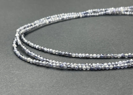 3mm Faceted Round Tiny Natural Multi Purple Gray Iolite Gemstone Beads CuteDainty 18 Inch Necklace and Extender W/Silver Lobster Clasp #4098