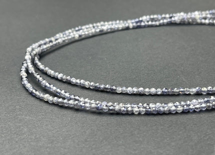 3mm Faceted Round Tiny Natural Multi Purple Gray Iolite Gemstone Beads CuteDainty 18 Inch Necklace and Extender W/Silver Lobster Clasp #4098