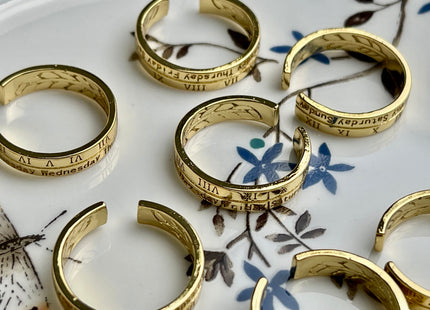 Cute Dainty Roman Numeral/Days of The Week Ring, Gold Filled Engraved Ring, Trendy Open Adjustable Circle Ring, Simple Engraved Ring #CR0044