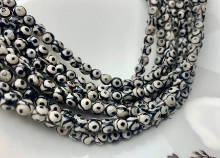 6 mm 8 mm 10 mm AAA Faceted Round Tibetan DZI Agate Black And White Tibetan Agate Gemstone Beads #2904