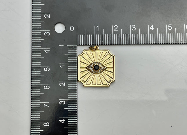 Evil Eye Charms for Necklaces, 18K Gold Filled Charm Pendant With Colored CZ, Evil Eye Charms for Jewelry Making, One Piece #CR0005