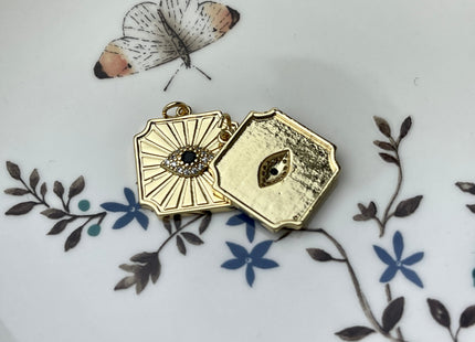 Evil Eye Charms for Necklaces, 18K Gold Filled Charm Pendant With Colored CZ, Evil Eye Charms for Jewelry Making, One Piece #CR0005