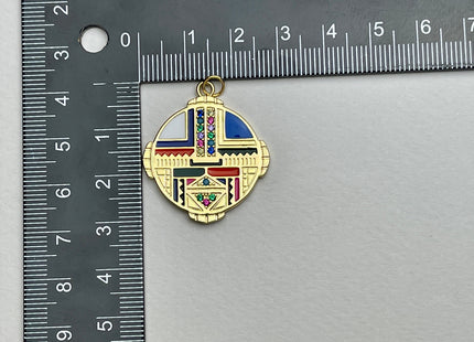 Multi Color Charms for Necklace Jewelry Making, 18K Gold Filled Charm Enamel Colored Medallion Pendant With CZ, One Piece #CR0036