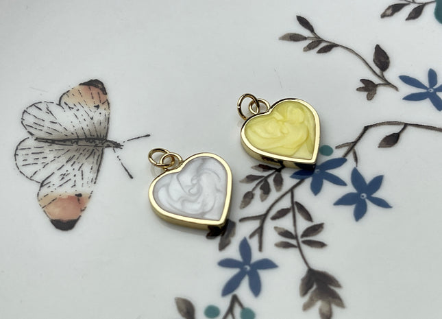 Cute Dainty Heart Design Charms for Necklace Jewelry Making, 18K Gold Filled Swirled Enamel Colored Charm Pendant, One Piece #CR0039