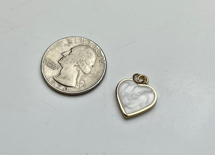 Cute Dainty Heart Design Charms for Necklace Jewelry Making, 18K Gold Filled Swirled Enamel Colored Charm Pendant, One Piece #CR0039
