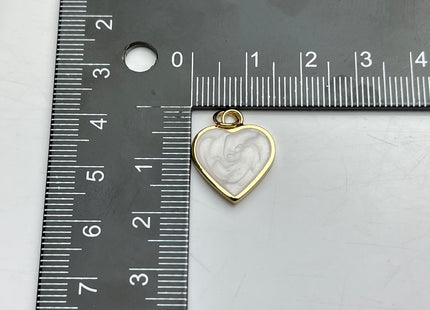 Cute Dainty Heart Design Charms for Necklace Jewelry Making, 18K Gold Filled Swirled Enamel Colored Charm Pendant, One Piece #CR0039
