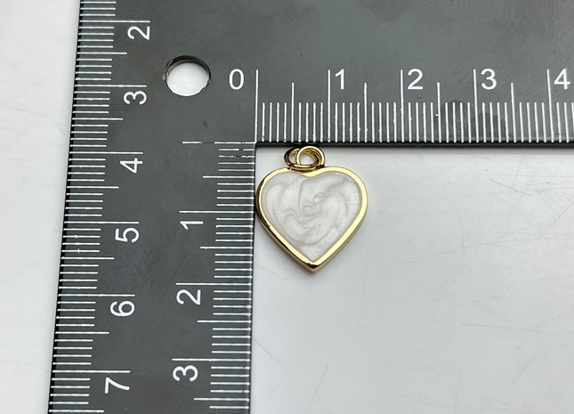 Cute Dainty Heart Design Charms for Necklace Jewelry Making, 18K Gold Filled Swirled Enamel Colored Charm Pendant, One Piece #CR0039