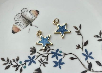 Cute Dainty Star Design Charms for Necklace Jewelry Making, 18K Gold Filled Swirled Enamel Colored Charm Pendant, One Piece #CR0040
