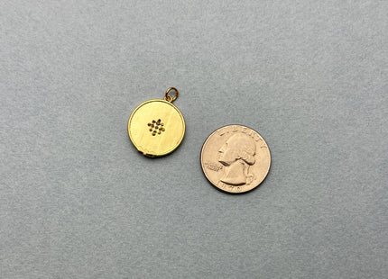 Zodiac Star Design Medallion Charms for Necklace Jewelry Making, 18K Gold Filled Charm Pendant With CZ Crystals, One Piece #CR0029