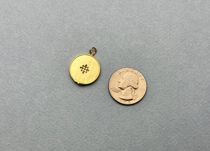 Zodiac Star Design Medallion Charms for Necklace Jewelry Making, 18K Gold Filled Charm Pendant With CZ Crystals, One Piece #CR0029