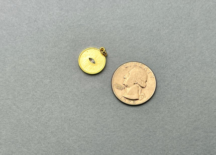 Evil Eye Design Charms for Necklace Jewelry Making, 18K Gold Filled Charm Enamel Colored Medallion Pendant With CZ, One Piece #CR0022