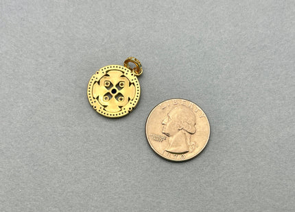 Shield Design Charms for Necklace Jewelry Making, 18K Gold Filled Charm Enamel Colored Medallion Pendant With CZ, One Piece #CR0032