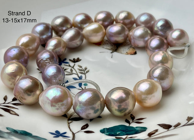 One-Of-A-Kind 13-18 mm AAAAA Very Rare Large Baroque Pearl Beads Genuine Super High Luster Natural Mauve Pink Baroque Edison Pearls #P2129
