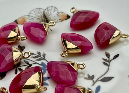 Gemstone Fan Charms for Necklace, Tiger Eye, Rose Quartz, Jade Gemstone Fan Pendant for Jewelry Making, 18x19 mm, Two Pieces #CR0046