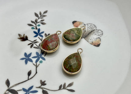 Gemstone Teardrop Shape Charms for Necklace, Lapis, Rose Quartz, Aventurine Gemstone Pendant for Jewelry Making, 14x23 mm, One Piece #CR0048