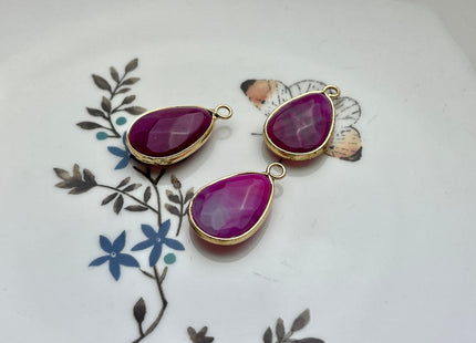 Gemstone Teardrop Shape Charms for Necklace, Lapis, Rose Quartz, Aventurine Gemstone Pendant for Jewelry Making, 14x23 mm, One Piece #CR0048