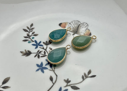 Gemstone Teardrop Shape Charms for Necklace, Lapis, Rose Quartz, Aventurine Gemstone Pendant for Jewelry Making, 14x23 mm, One Piece #CR0048