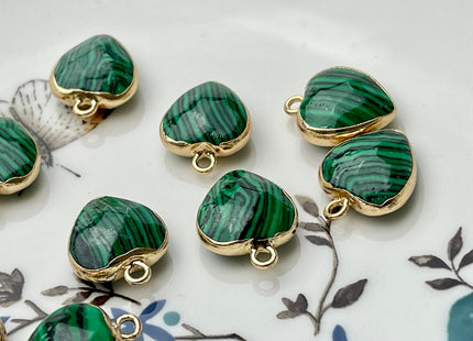Gemstone Heart Shape Charms for Necklace, Tiger Eye, Aventurine, Jasper, Gemstone Pendant for Jewelry Making, 14x18 mm, Two Pieces #CR0050