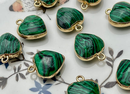 Gemstone Heart Shape Charms for Necklace, Tiger Eye, Aventurine, Jasper, Gemstone Pendant for Jewelry Making, 14x18 mm, Two Pieces #CR0050