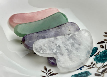 50x70-80 mm Gua Sha Body And Facial Massage Tool Clear Quartz, Purple Amethyst, Pink Rose Quartz, Green Jade Premium Gemstones #4000