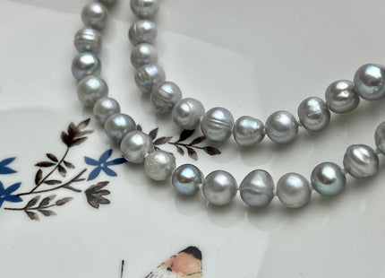 54 inch Hand Knotted 8mm Potato Freshwater Pearl Necklaces Peacock OR Silver Gray, Genuine Cultured Pearl Long Bridal Necklace #305