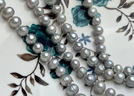 54 inch Hand Knotted 8mm Potato Freshwater Pearl Necklaces Peacock OR Silver Gray, Genuine Cultured Pearl Long Bridal Necklace #305