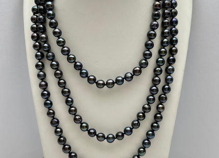 54 inch Hand Knotted 8mm Potato Freshwater Pearl Necklaces Peacock OR Silver Gray, Genuine Cultured Pearl Long Bridal Necklace #305
