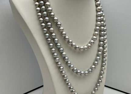 54 inch Hand Knotted 8mm Potato Freshwater Pearl Necklaces Peacock OR Silver Gray, Genuine Cultured Pearl Long Bridal Necklace #305