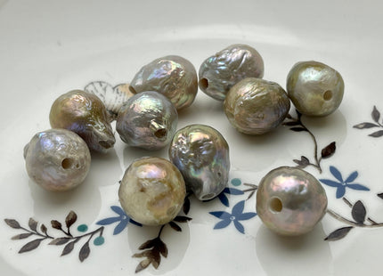 ONE Piece 13-16 mm AA Large Hole Gray Color Baroque Pearl Beads Hole Size 2.2 mm Genuine Large Hole Baroque Pearls #1456