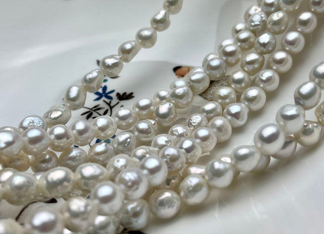 8 mm AAA Natural White High Luster Edison Baroque Freshwater Pearl Beads Genuine Freshwater Irregular Shape Edison Pearls 45 Beads #P2118