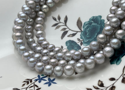 8-8.5 mm AAA Gray Semi-Round Freshwater Pearls Genuine Smooth And Round Pearl Beads High Luster Pinkish Gray Color Freshwater Pearls #535