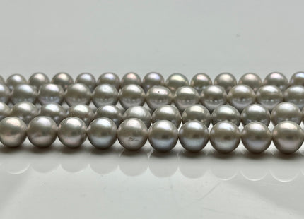 8-8.5 mm AAA Gray Semi-Round Freshwater Pearls Genuine Smooth And Round Pearl Beads High Luster Pinkish Gray Color Freshwater Pearls #535