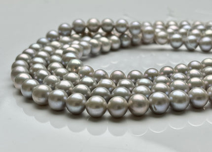 8-8.5 mm AAA Gray Semi-Round Freshwater Pearls Genuine Smooth And Round Pearl Beads High Luster Pinkish Gray Color Freshwater Pearls #535