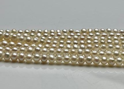 4 mm AAA Natural White Near Round Large Hole Freshwater Pearl Beads Hole Size 1.2 mm Genuine High Luster Quality White Pearl #P2127