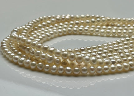 4 mm AAA Natural White Near Round Large Hole Freshwater Pearl Beads Hole Size 1.2 mm Genuine High Luster Quality White Pearl #P2127