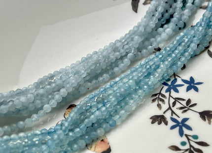 BEST DEAL 3.5 mm AAA Faceted Round Tiny Aquamarine Gemstone Beads Genuine Natural Blue Aquamarine Loose Beads 15.5 Inches Strand #2606