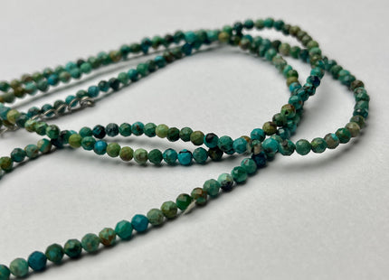 3.5mm Faceted Round Tiny Natural Multi Color Turquoise Gemstone Beads Cute Dainty 18 Inch Necklace and Extender W/Silver Lobster Clasp #4095