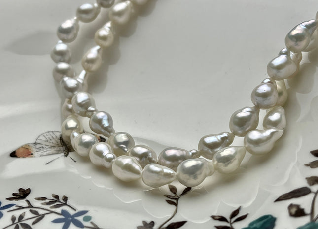 8-9x11-12 mm AA Natural White Teardrop Baroque Pearl Beads Genuine Natural Freshwater Baroque Pearls 35 Beads #P1904
