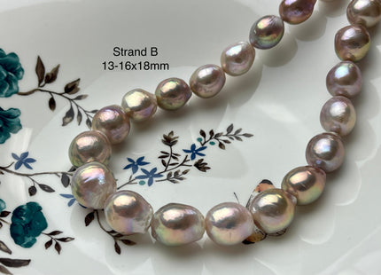 One-Of-A-Kind 13-18 mm AAAAA Very Rare Large Baroque Pearl Beads Genuine Super High Luster Natural Mauve Pink Baroque Edison Pearls #P2129