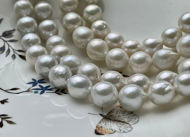 10-13 mm AAAA Natural White Edison Freshwater Pearl Beads Super High Luster Genuine Top Quality Baroque Edison Pearls 32-34 Beads #P2130