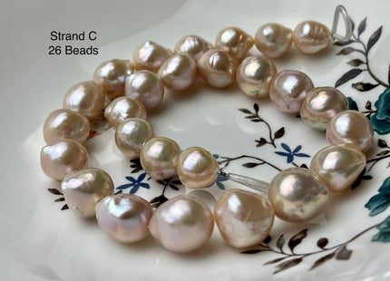 One-Of-A-Kind 12-18 mm AAAAA Very Rare Large Baroque Pearl Beads Genuine Super High Luster Natural Pink Baroque Edison Pearls #P2131