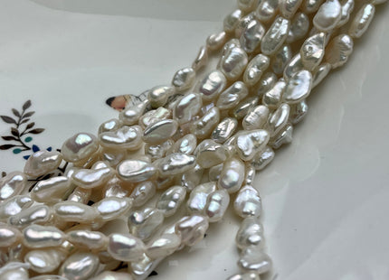 8x11-13 mm AAA Half Strand High Luster Natural White Keshi Nugget Freshwater Pearl Beads Center Drilled Keshi Nugget Pearls #1671