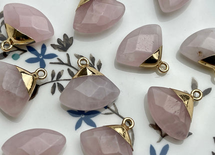 Gemstone Fan Charms for Necklace, Tiger Eye, Rose Quartz, Jade Gemstone Fan Pendant for Jewelry Making, 18x19 mm, Two Pieces #CR0046