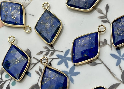 Gemstone Diamond Charms for Necklace, Lapis, Rose Quartz, Aventurine Gemstone Pendant for Jewelry Making, 15x26 mm, One Piece #CR0047