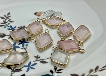 Gemstone Diamond Charms for Necklace, Lapis, Rose Quartz, Aventurine Gemstone Pendant for Jewelry Making, 15x26 mm, One Piece #CR0047