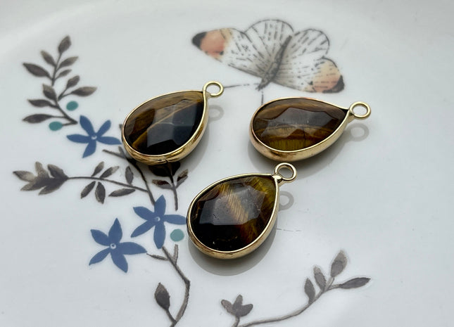 Gemstone Teardrop Shape Charms for Necklace, Lapis, Rose Quartz, Aventurine Gemstone Pendant for Jewelry Making, 14x23 mm, One Piece #CR0048