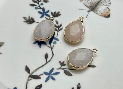 Gemstone Teardrop Shape Charms for Necklace, Lapis, Rose Quartz, Aventurine Gemstone Pendant for Jewelry Making, 14x23 mm, One Piece #CR0048
